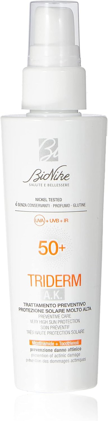 Bionike Triderm A.K. - Trattamento Solare Preventivo SPF 50+ per Danno Attinico,