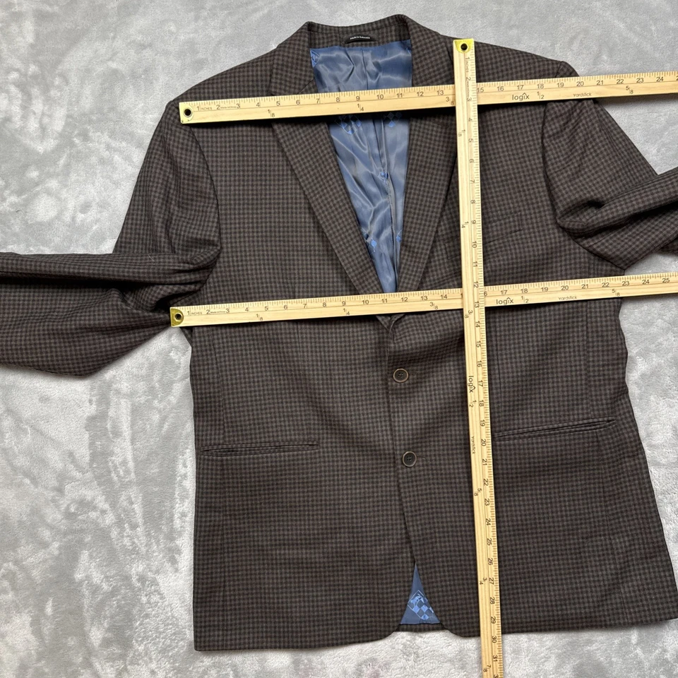 Vince Camuto мужской 44R шерсти Sport пальто Blazer желтовато-коричневый черный бордовый серый чек куртка - Изображение 3 из 4