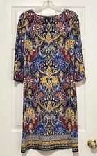 Talbots Women’s Paisley Jersey Shift Dress 3/4 Sleeve Size Medium NWOT