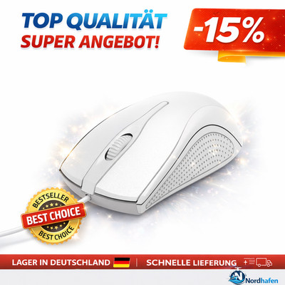  ️ Computermaus mit Kabel   USB Maus mit 3 Tasten für PC, Laptop & Notebook  ️