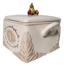 Decorative Fall Casserole Covered Dish w/Handles 2qt Square Ceramic Bakeware