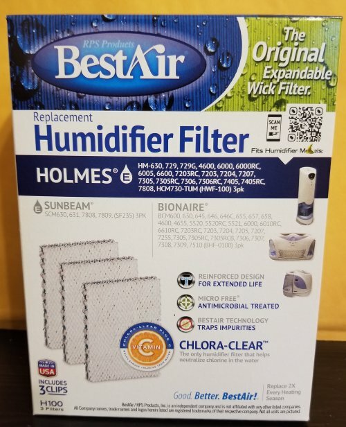 Best Air H100 Replacement Humidifier Filter 3-Pack With Clips - Holmes HM-630