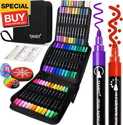 Acrylic Paint Pens Markers, 48 Colors Dual Tip Acrylic Paint Pens for Rock Paint