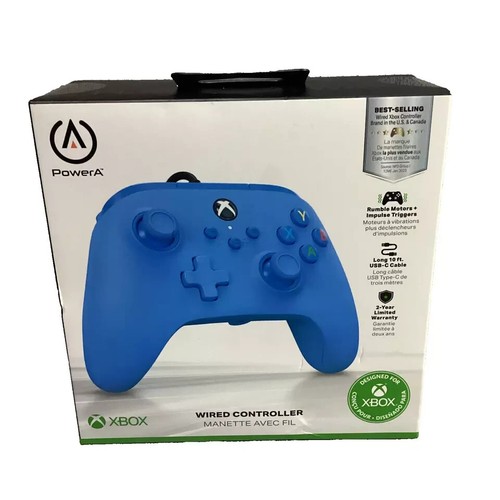XBox Wired Controller Rumble Motors Impulse Triggers Blue PowerA Brand ...