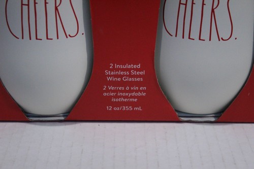 Rae Dunn "Cheers" 2 bicchieri/bicchieri da vino in acciaio inox isolati NUOVI - Foto 4 di 10