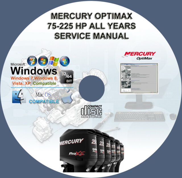 MERCURY OPTIMAX 75225 HP SERVICE REPAIR MANUAL ON CD 19902007 eBay