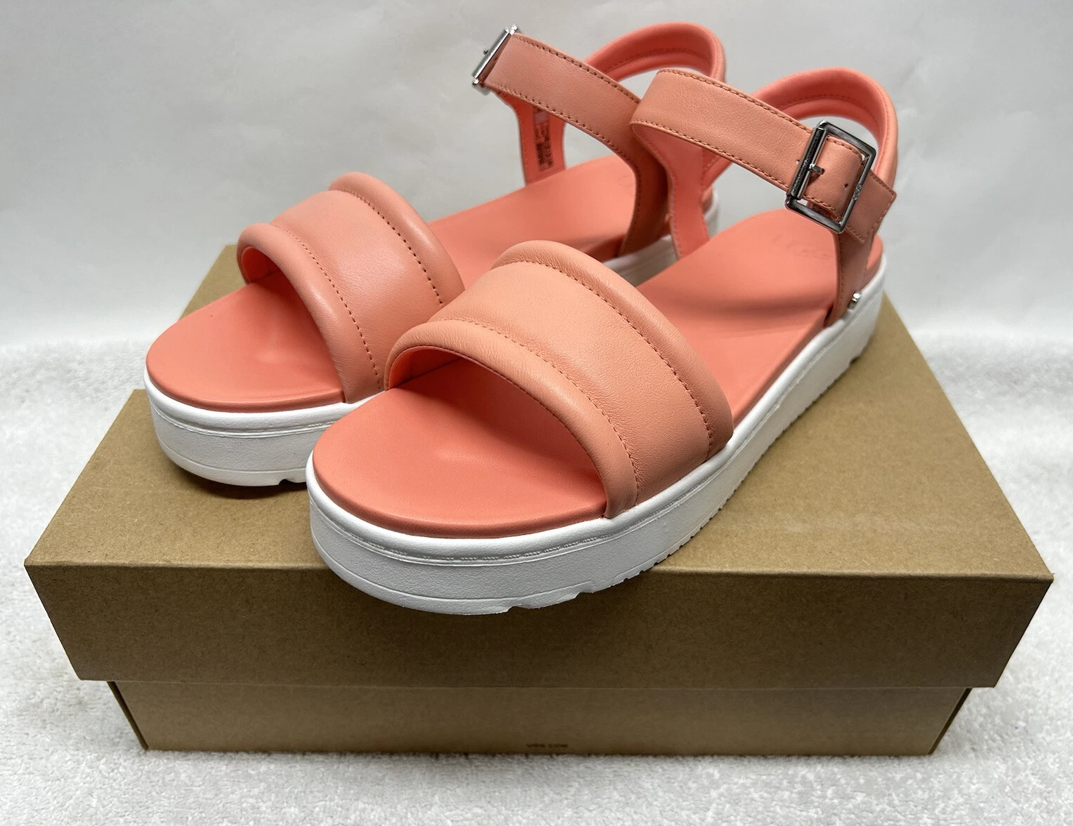 Sandali donna UGG rosa Zayne con cinturino alla caviglia plateau in pelle taglia 9 5