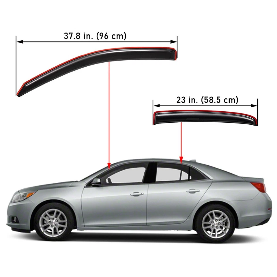 In-Channel Window Vent Visors for 2013-2015 Chevrolet Malibu/2016 Malibu Limited Foto 2 de 4