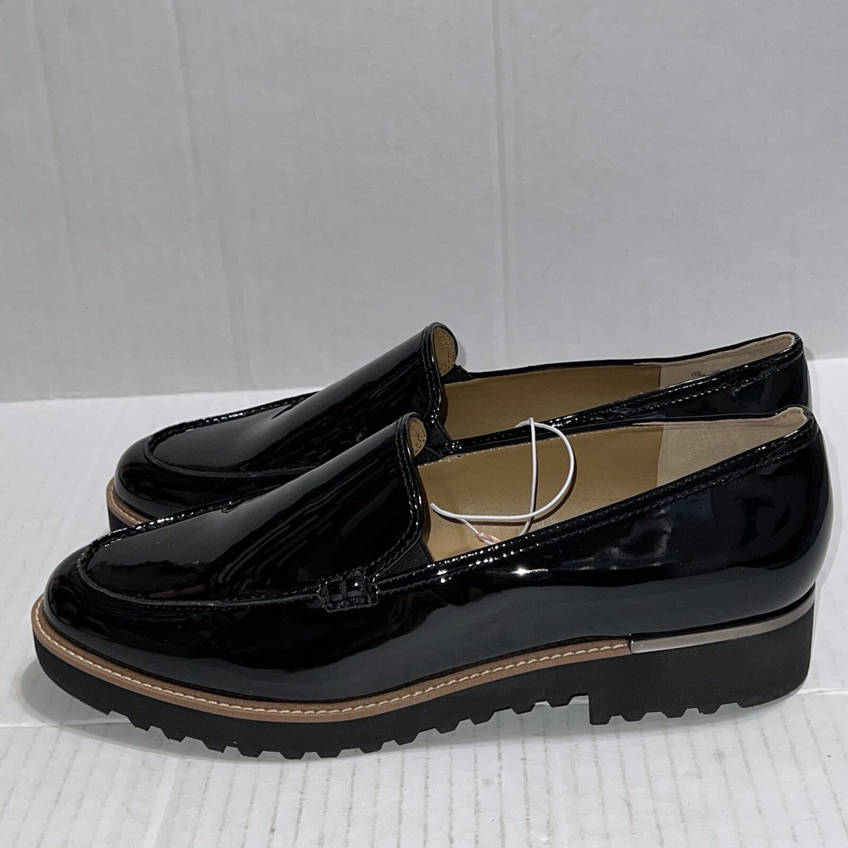 Franco Sarto Glossy Black Men\'s Loafers Franco Sarto Cassandra Penny Loafers Black Round Toe Block  main image 2