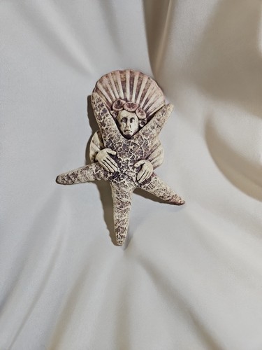Stone Starfish Calypso Plaque Handmade Signed Nana Thebus 9 1/2" H - 7" W Rare - Picture 6 of 7