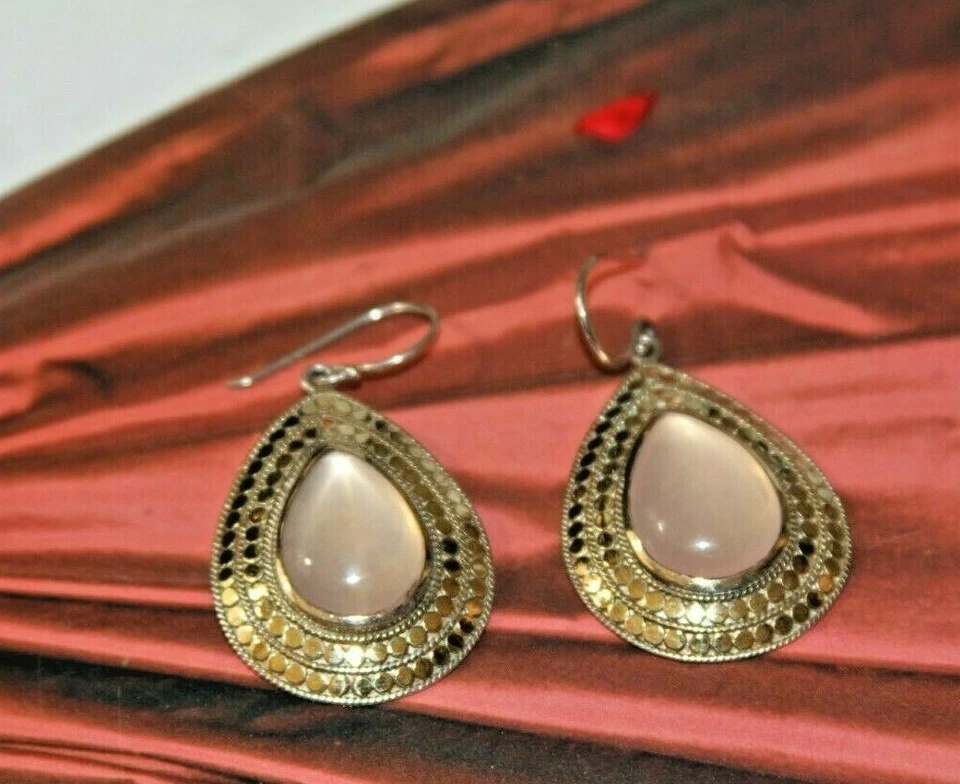  Большие серьги-капли из розового кварца .925 Anna Beck Gili No92 - Изображение 3 из 4