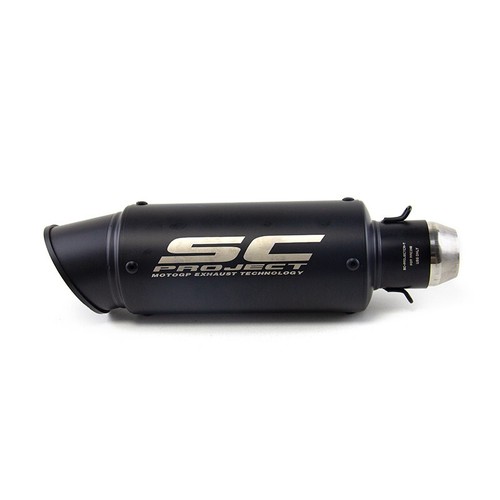 SC Slip-on 51mm 2" Universal Motorcycle Exhaust Muffler Pipe Tail Tips Black - Picture 3 of 6