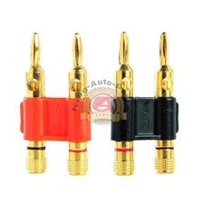 2 set Gold Plated Dual Banana Plug Connectors Red Black Free Shipping