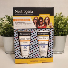 Neutrogena Clear Face Sunscreen For Acne Prone Skin   SPF 50  2 Pack 09/2026 