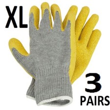 Latex Coated Work Gloves XL 3 Pairs