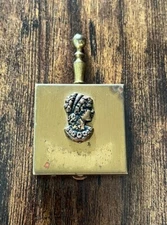 Vintage Brass Purse / Pocket Ashtray Travel Size w/Beautiful Lady On Front