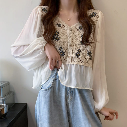Splicing Digital Mesh Loose Short Sleeved T-Shirt for Women main image 0