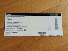 SAVONLINNA OPERA CARMEN 2014 USED TICKET CONCERT VERY GOOD CONDITION