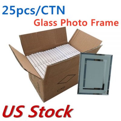 25 PACK 9'' x 7'' Sublimation Blank Glass Photo Frame Double Mirror Border