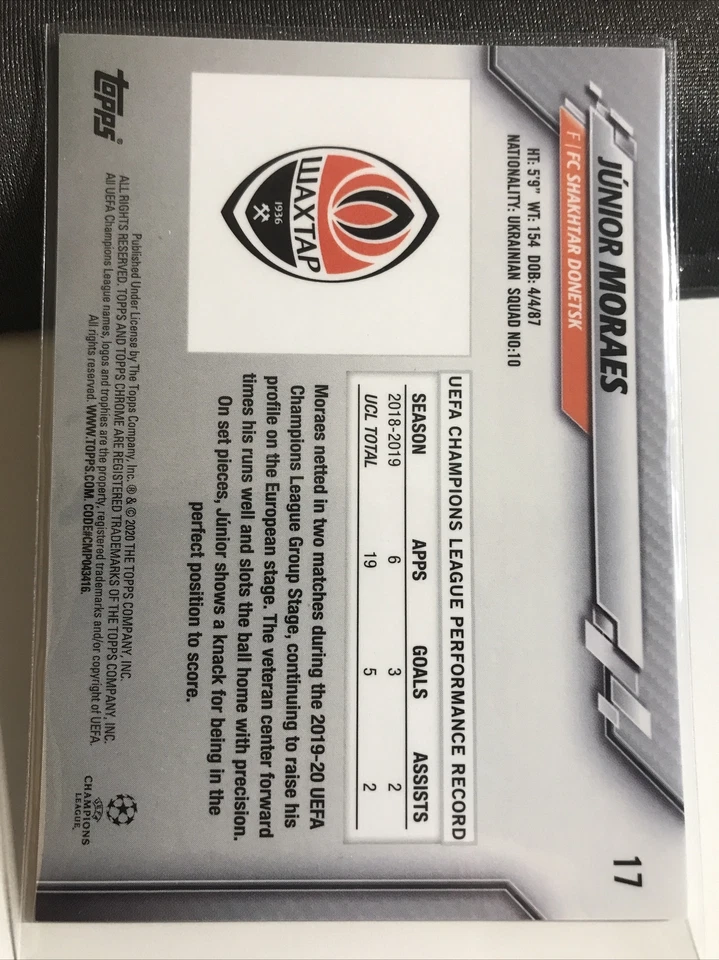 2019-20 Topps Chrome Sapphire UEFA Champions League #17 Junior Moraes - Image 2 of 3