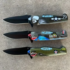 (WHOLESALE LOT x 12) ElitEdge Fighter Plane  Spring Assisted Pocket Knife - A85