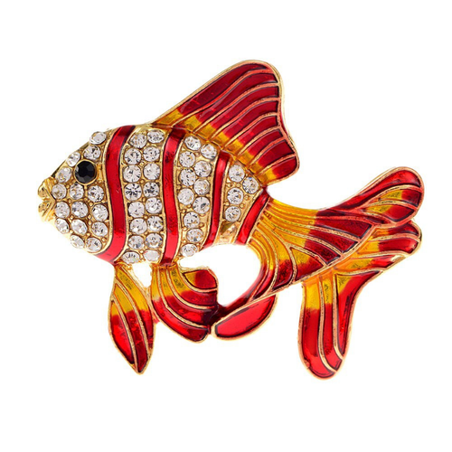 Broches de diseño de diamantes de imitación dorados de pescado para mujeres hombres lindos animales marinos estrás - Imagen 2 de 7
