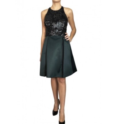 Lauren Ralph Lauren Women Beaded Bodice Satin Dress Teal/Black Size 12 |  eBay