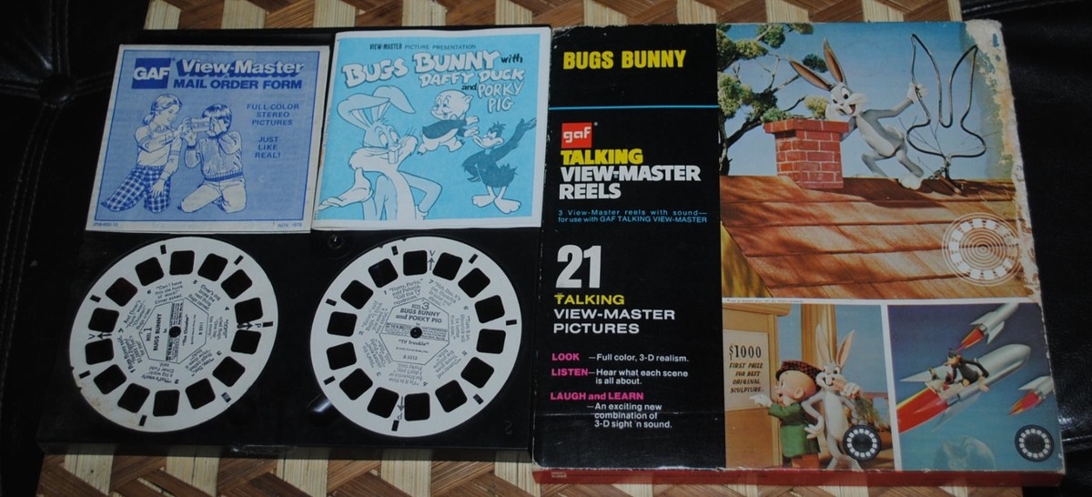 1973 Gaf Talking View-Master Reels Color 3-D Sound Bugs Bunny Elmer Fudd  Retro