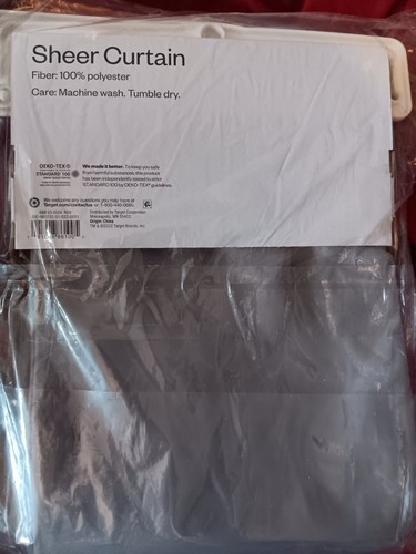 Room Essentials Gray Sheer Curtain 2Panels 60 in W x 84 in L (152.4cm x 213.3cm) - Picture 2 of 2