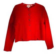 Womens Boiled Wool Coat By Field Manor Sz 12 Silver Buttons Jacket Sweater