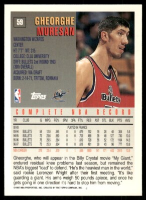 1997-98 Topps #59 Gheorghe Muresan Washington Bullets basketball