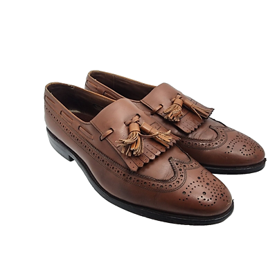 Allen Edmonds Arlington Men 8 D Tan Leather Wingtip Kiltie  display picture 2