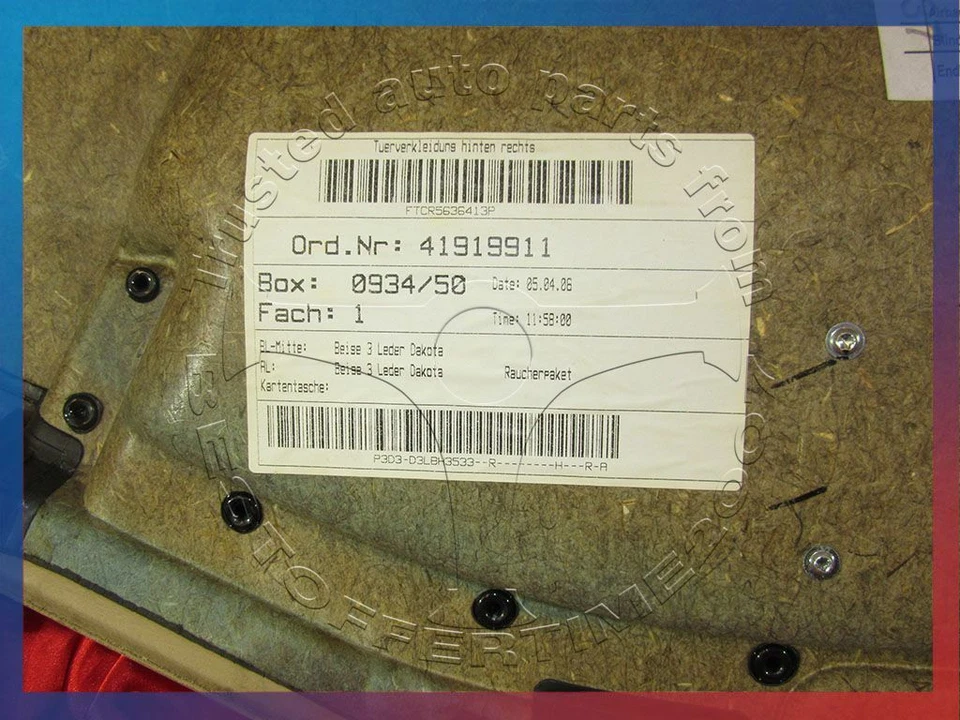 BMW E60 5 Series PORTA TRASEIRA DIREITA PAINEL INTERNO ACABAMENTO COBERTURA CAPA DE COURO BEGE - Imagem 3 de 4