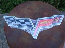30" Stamped Steel Corvette Logo Wall Sign by Open Road Brands LN