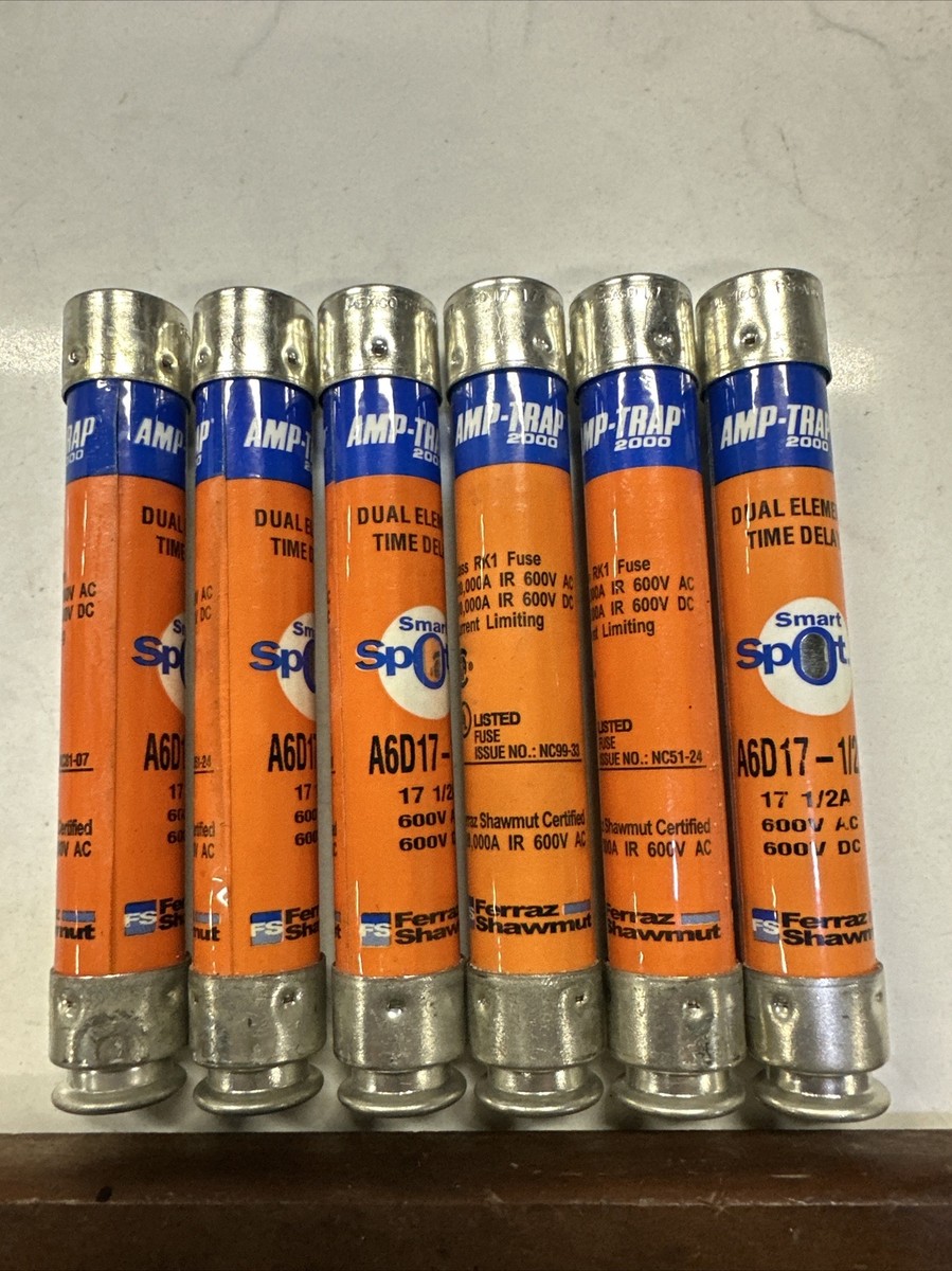 Lot Of 6 Ferraz Shawmut A6D17-1/2R Amp-Trap 2000 Fuse New Old