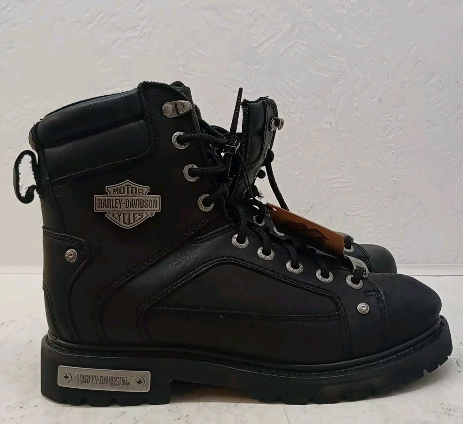 Vintage Harley Davidson Riding Boots Leather Moto Black Mens 11 M Black D93340 Harley-Davidson® Men main image 4