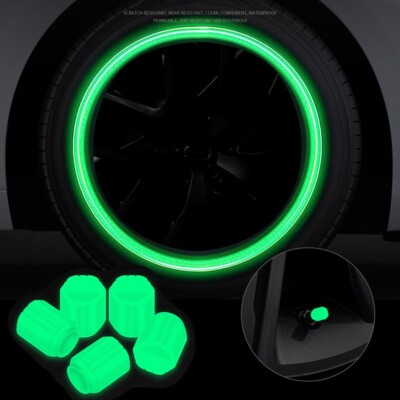 Set von 4 fluoreszierende Autoreifen Ventilkappen Luminous Tire Valve Stem Cap