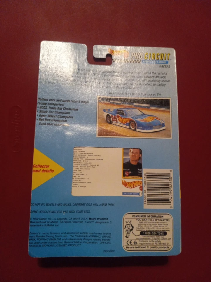 Hot Wheels Pro Circuit No2 Rusty Wallace 1992 NASCAR Pontiac Grand Prix Penske - Изображение 2 из 2