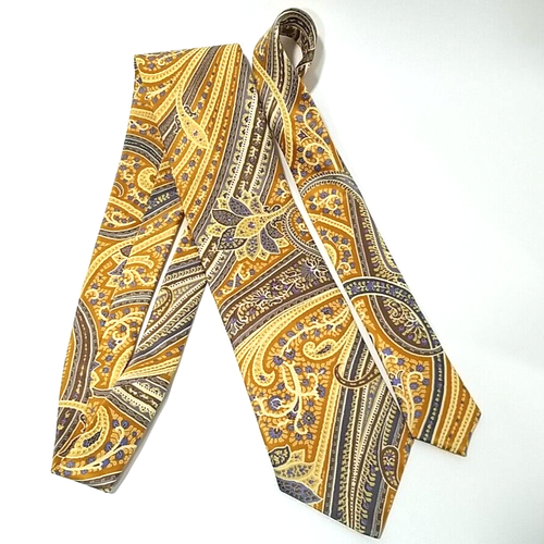 Brioni Paisley 100% Silk Tie Gold Brown Blue Handmade In Italy Necktie 60X3.5 - Picture 3 of 9