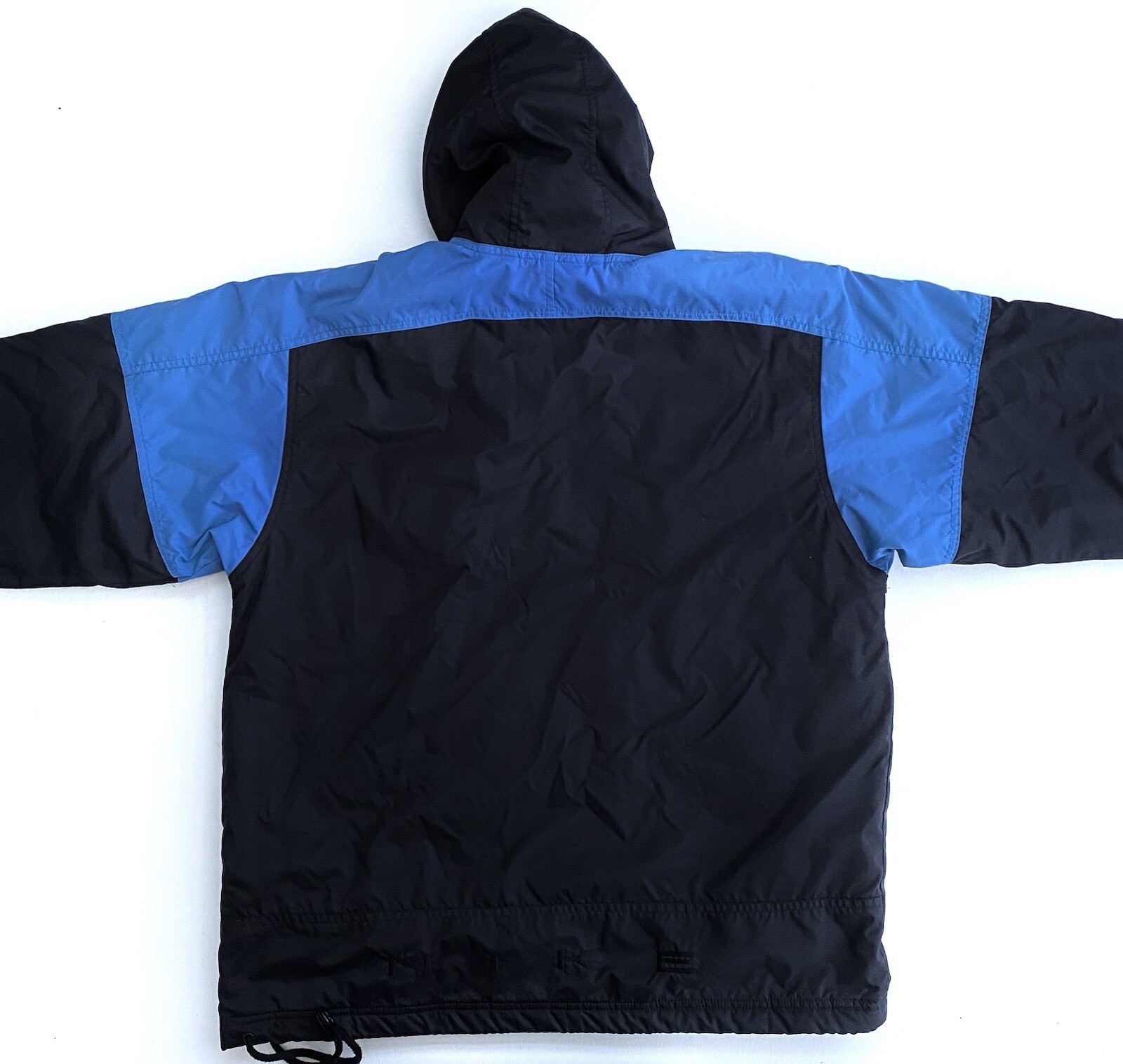 Vintage Nike Quarter Zip Hooded Windbreaker Jacket Size XL Black Blue