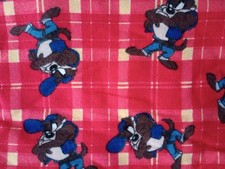 looney tunes taz plaid  fun fabric flannel 9 x 7.5 inch 1pc