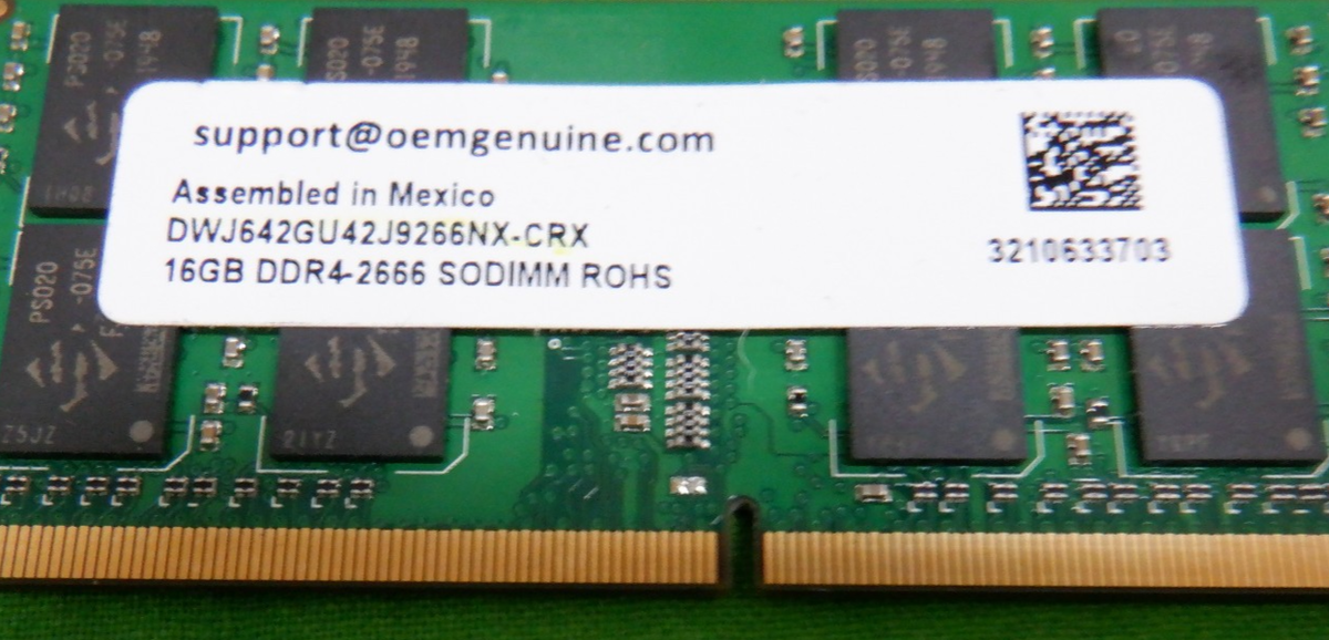 OEM GENUINE LAPTOP MEMORY 16GB DDR4-2666 SODIMM DWJ642GU42J9266NX