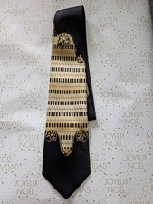 Steven Land Handmade Black Gold 100 Silk 4" Tie RN 0100745