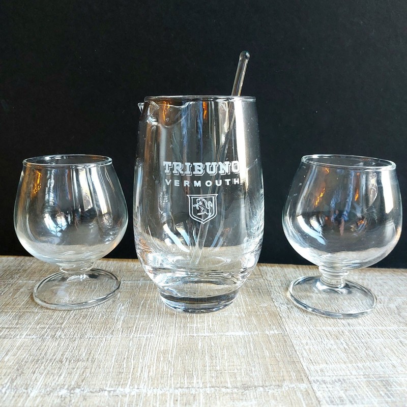 Vintage Vermouth Sml Cocktail Mixing Glass Set- bar martini lunch Manhattan stir