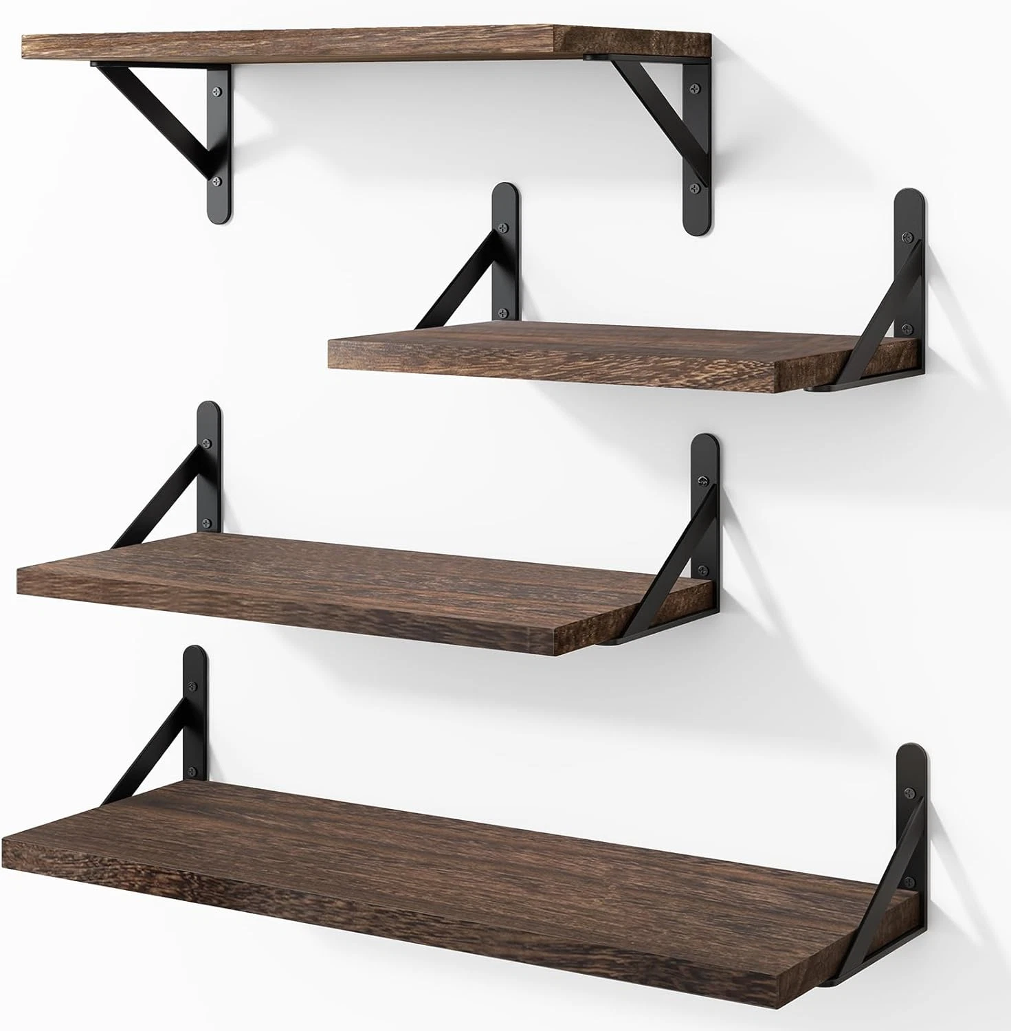 Floating Shelves for Wall, Different Sizes Dark Carbonized Brown Wall Shelves fo