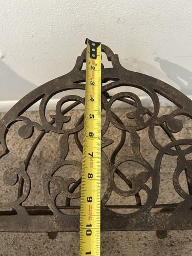 Antique Cast Iron Fireplace Kettle Pot Double Trivet Stand Victorian Rivet Legs - Picture 15 of 19