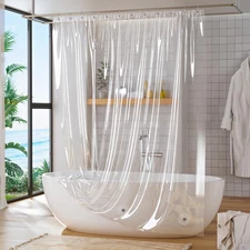 PEVA Clear Plastic Shower Liner, 72 x 72 Inches Lightweight Waterproof Bathroom
