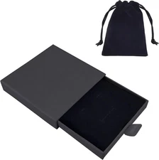 Quacc Small Jewelry Gift Box and Velvet Bag, Necklace Bracelet Earring Black 