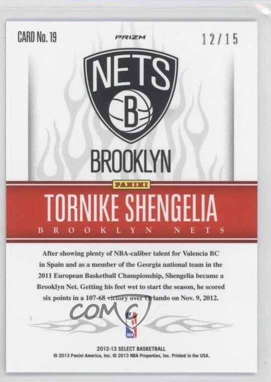 2012 Select Hot Rookies Industry Summit Green Prizm /15 Tornike Shengelia #19 RC - Image 2 of 2