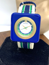 Tory Burch Women's Watch TBW3016 Izzie Quartz White Green Blue Nylon Band 36mm